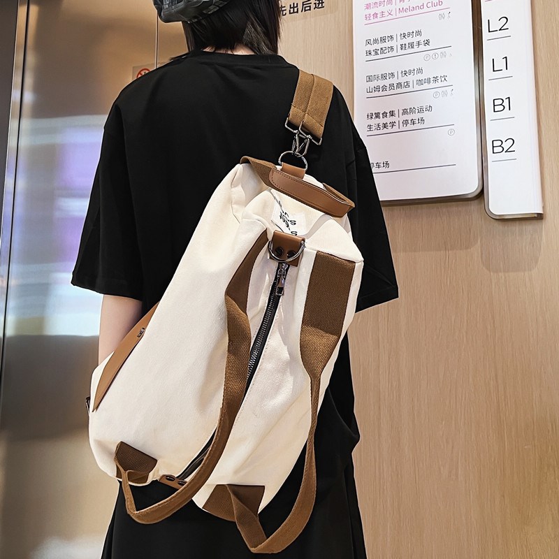 2024多用双肩包大学生书包男潮酷单肩背包日系帆布斜挎包女旅行包