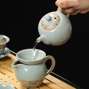 1VPR功夫茶具哥窑公道杯茶滤一体分茶器可养开片S分茶杯家用匀杯