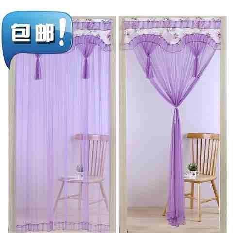 卧r室厨房卫生间隔断帘半截帘子夏四季蕾丝门帘免打孔家用防蚊纱