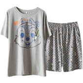 睡衣情侣装 一男一女薄款 家居服大码 网红2024年夏款 200斤套装