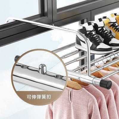 伸缩晾衣架阳台家用防盗窗护栏室内外晾鞋架加厚加粗晾鞋架固定式