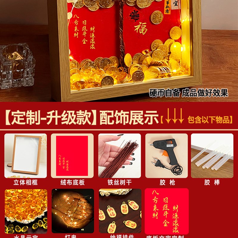 T3LC八方来财5毛钱硬币摇钱金钱树手工发财树diyT相框材料包开业
