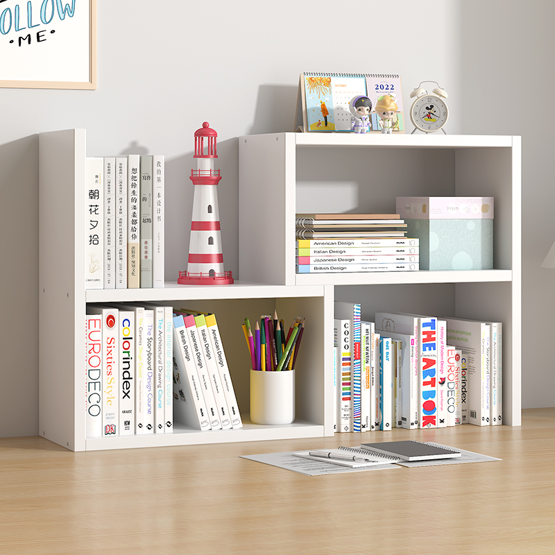 文件收纳架伸缩式书架桌面上大学生置物架书本转角资料分层书立架