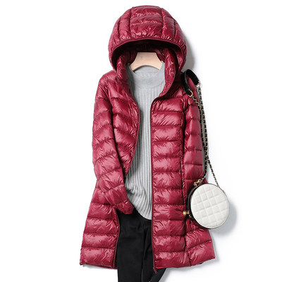 新品Winter Womens Down Jackets Long Ultra Light Thin Casual