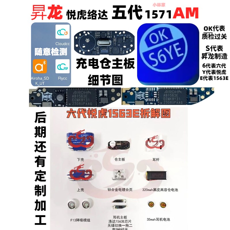 昇龙悦虎洛达顶配六代1563E半入耳式降噪耳机