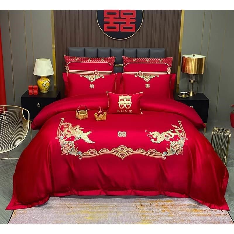 A类高支长绒棉时尚大红婚庆结婚I床上用品床单床笠四件套,床上用品,婚庆床品套件,淘宝优惠券,粉丝福利购,淘宝优惠卷