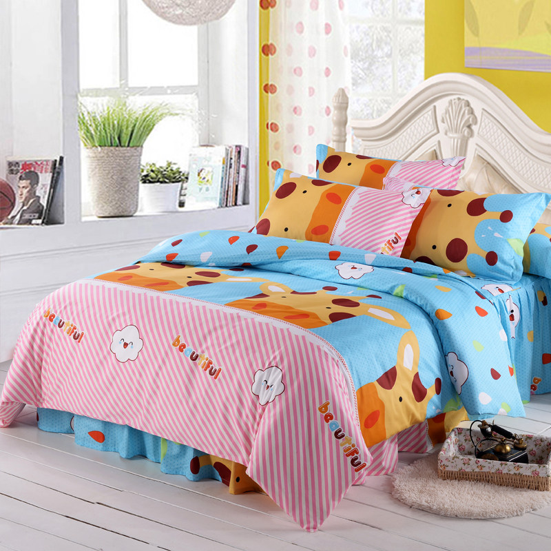 全棉纯棉儿童公主卡通1.5米1.8床上床罩床裙款式三件套四件套可爱