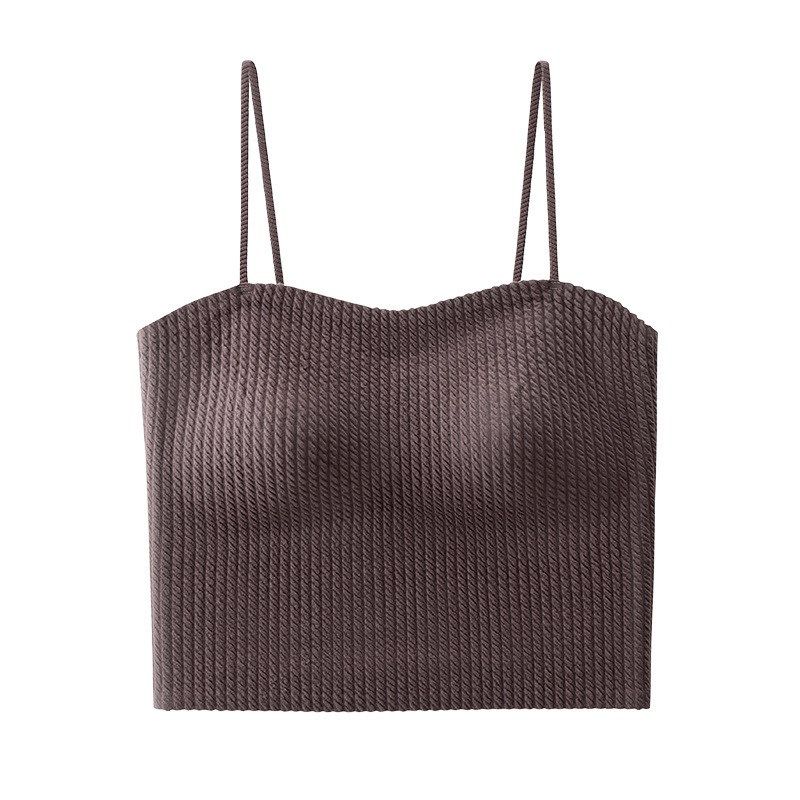 072秋冬新款美背吊带背心女长款带胸垫k螺纹内搭百搭打底美背内衣