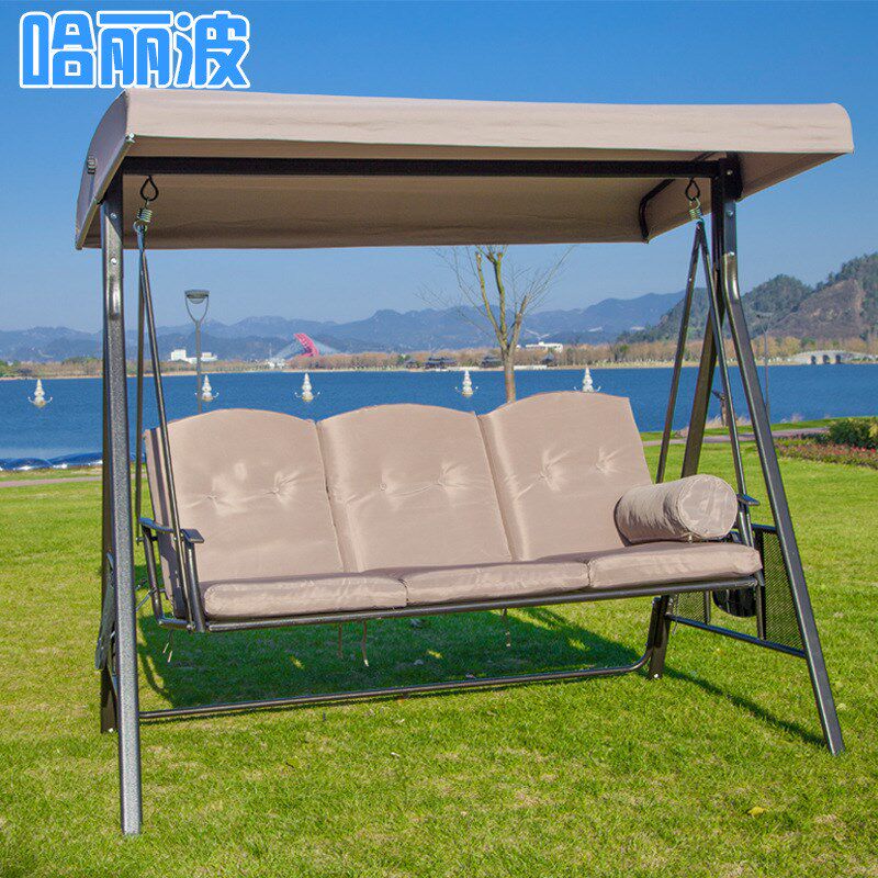 庭院双人休闲椅户外吊椅室内阳台三人摇椅露台R成人铁艺平躺秋千