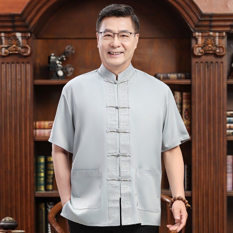 结婚爸爸衬衫唐装男中老q年夏季套装60岁老人衣服生日宴会婚礼服,男装,唐装,淘宝优惠券,粉丝福利购,淘宝优惠卷