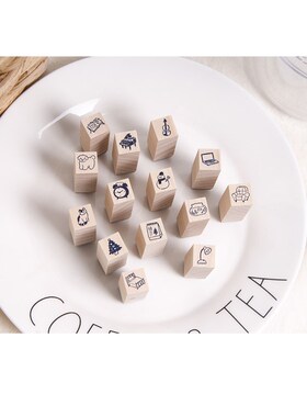 新款小图标木质印章手帐I计划打卡百搭简洁