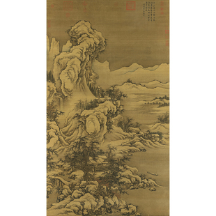 名画高清复制熙代郭r宋画景图国画山水画艺术微喷字雪装