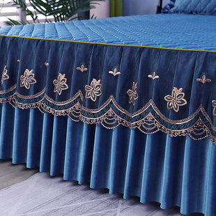 床单防滑床罩套裙式 加厚床裙简约现代夹棉床围裙花边款 新款 冬季