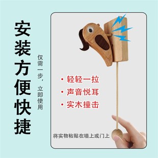 Woodpecker knocker跨境爆款原创木制门铃啄木鸟敲门Z器复古门铃