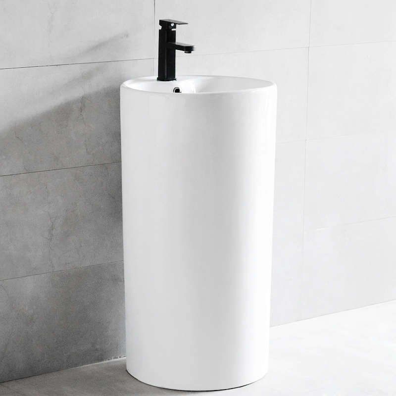 简约立式洗脸盆陶瓷一体落地式立柱盆卫生间洗手盆方形阳台小水池,家装主材,立柱盆,淘宝优惠券,粉丝福利购,淘宝优惠卷