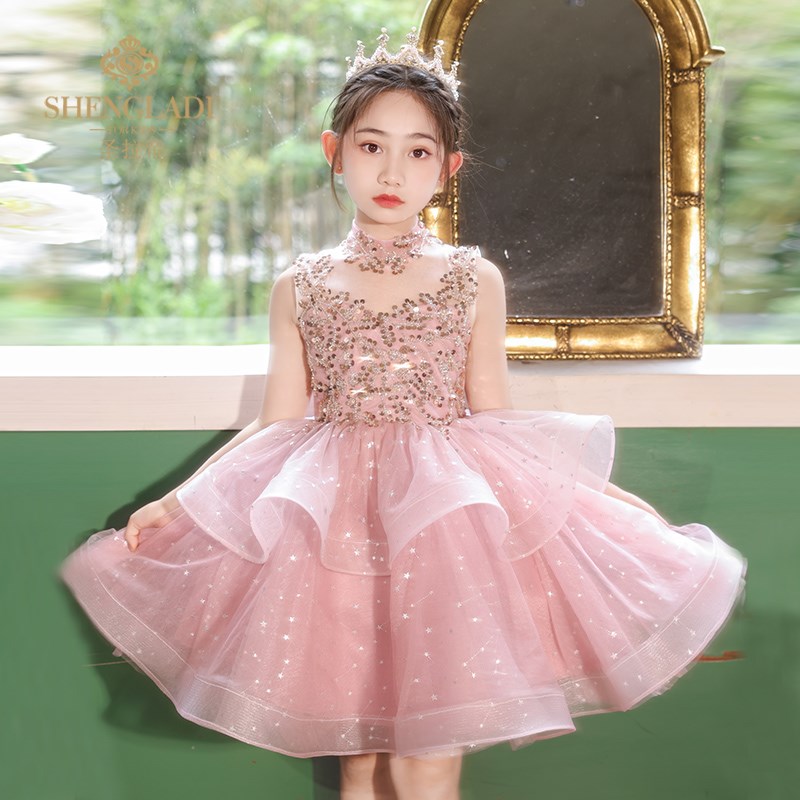 小主持人礼服女童轻奢小众高端钢琴演奏表演服儿童洋气公主裙夏季