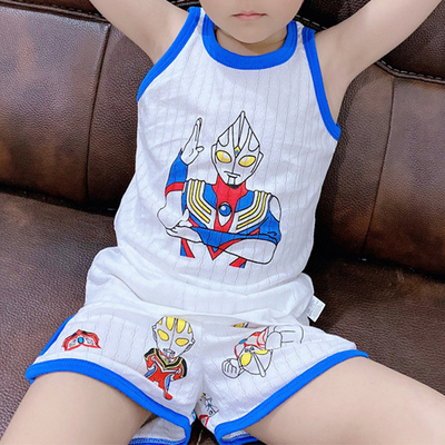 儿童纯棉背心短裤套装睡衣夏季薄款男童女童宝宝无袖t恤跨栏背心
