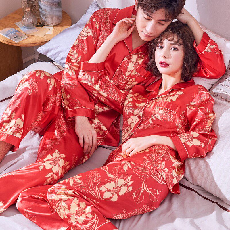 情侣睡衣春秋款长袖新婚冰丝绸开衫大红色结婚女男士两件套家居服,女士内衣/男士内衣/家居服,睡衣/家居服套装,淘宝优惠券,粉丝福利购,淘宝优惠卷