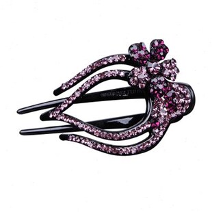 成人大号发夹鸭嘴夹三齿夹盘发插梳发卡韩式水钻发梳W头饰带齿发