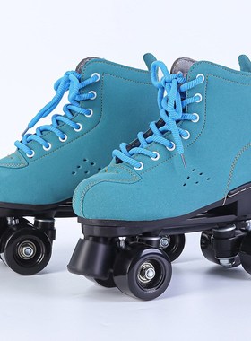 厂家蓝色成人双排闪光四轮男女单轮运动轮滑鞋旱冰鞋溜冰鞋男