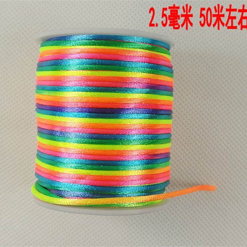 七彩色编发绳渐变色辫子彩色线脏辫儿童彩带编发彩绳端午节五彩绳