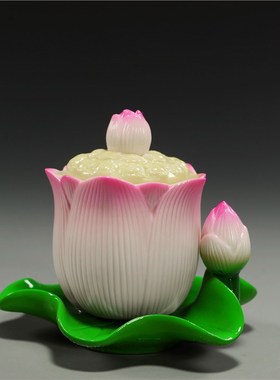 佛前供水杯陶瓷莲花圣水杯大悲水杯供水杯净水杯佛像佛具供奉用品