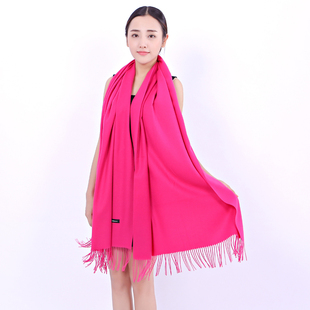 中国红年会定制logo印字红围巾女E冬季百搭加宽大红色披肩围脖聚