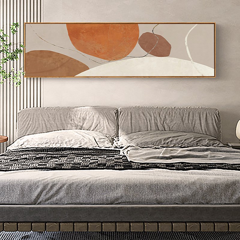 侘寂风卧室床头装饰画大幅抽象日式晶瓷挂画简约软装极简壁画横图片