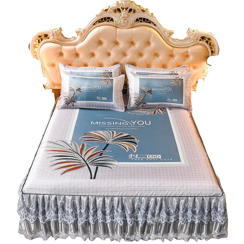 新款夏季冰丝凉席三件套床裙款空调软席子蕾丝花边1.8m可水洗机洗,床上用品,冰丝席,淘宝优惠券,粉丝福利购,淘宝优惠卷