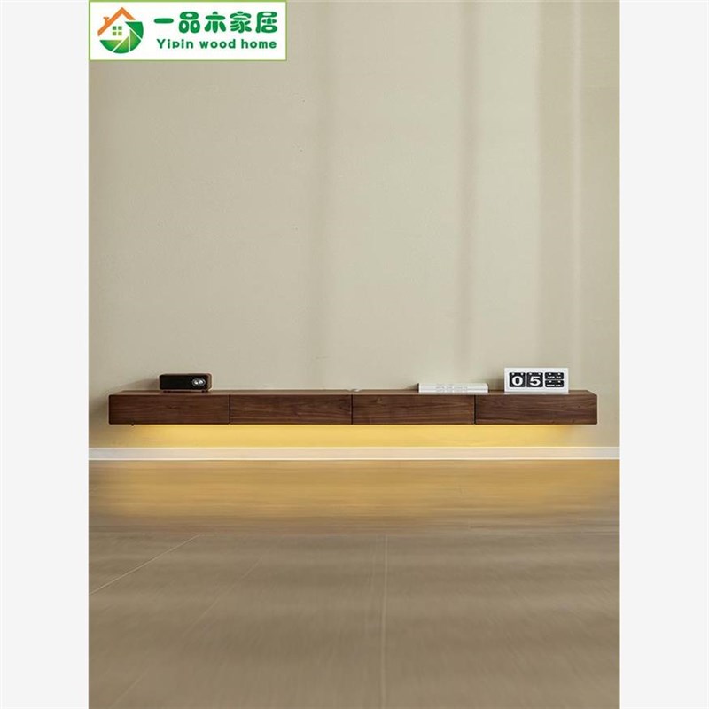 悬空电视柜悬挂式简约现代壁挂式实木客厅超薄大户型挂墙吊柜悬浮