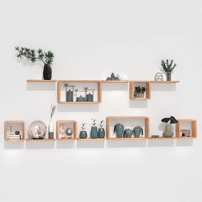 墙壁挂墙置物架客厅卧室收纳书架实木搁板电视墙置物架一字隔板