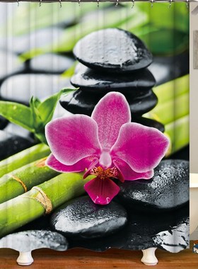 Shower Curtain Hooks Bathroom Buddha Garden Home-Decor Green