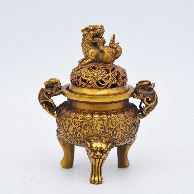 宏达铜器 仿古r狮子二龙戏珠熏香炉地摊文玩摆件,特色手工艺,其他特色工艺品,淘宝优惠券,粉丝福利购,淘宝优惠卷