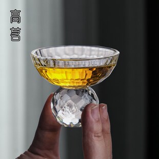 玻璃茶杯高足主人杯女士喝茶专用功夫茶杯家用精致好看的饮茶杯子