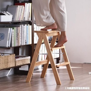 实木家用梯子吧台椅子折叠两用登高凳子多功能梯凳小户型厨房板凳
