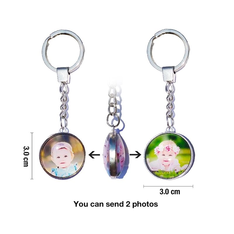 推荐双面定制照片钥匙扣 custom keychain picture diy gift phot