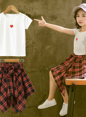 女童装夏装洋气网红儿童时髦套装裙小学生10L大童12岁13女孩衣服