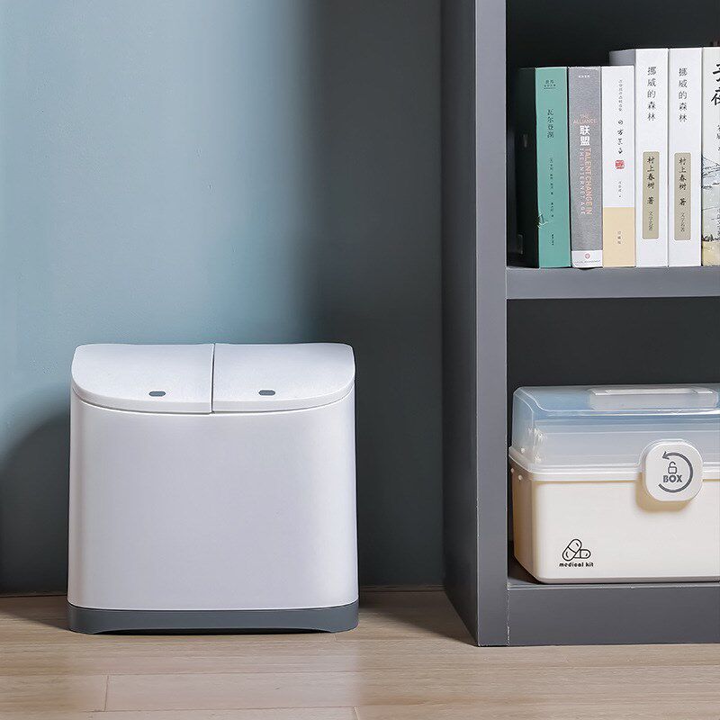 厨房双层分类垃圾桶 按压式塑料带盖大号垃圾桶 家用方形塑料桶