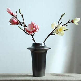 手工陶艺粗陶花器干花插花w摆件禅意茶室花瓶陶瓷花盆陶泥陶罐