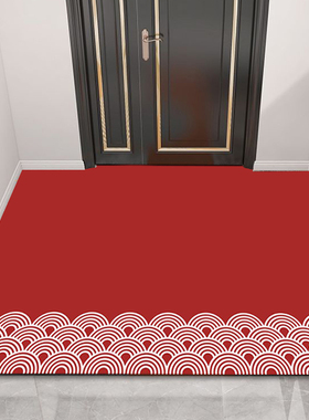 新中式入户门地垫红色进门门口脚垫子pHvc可擦洗裁剪喜庆简约地毯