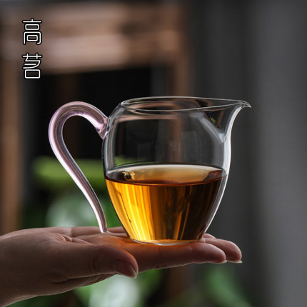 日式玻璃公道杯茶滤套装带手柄茶具配件高档分茶器耐热长嘴公杯