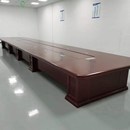 长桌N政府烤漆长方形开会 实木会议桌大型会议室桌椅组合油漆中式