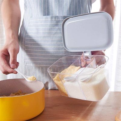 3 Grids Kitchen Organizer Storage Boxes with 3 spoons Spices