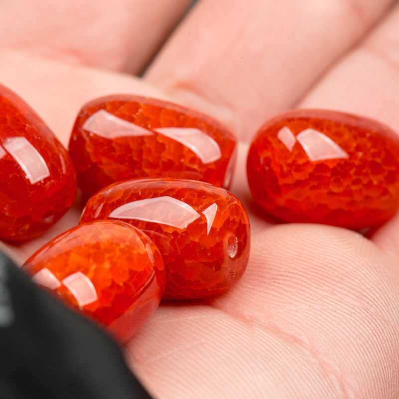 红龙纹玛瑙桶珠隔珠手串配珠半宝石散珠纯天然水晶穿珠y子手工串