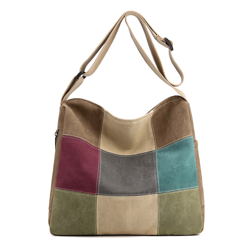 拼接撞色帆布包女包包2023新款大容量文艺单肩包大包包旅行斜挎包,箱包皮具/热销女包/男包,托特包,淘宝优惠券,粉丝福利购,淘宝优惠卷