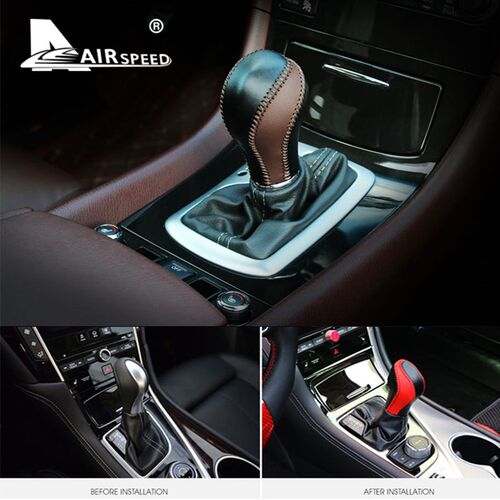 Leather Gear Shift Knob Handle Cowhide Cover Hand-sewn for I
