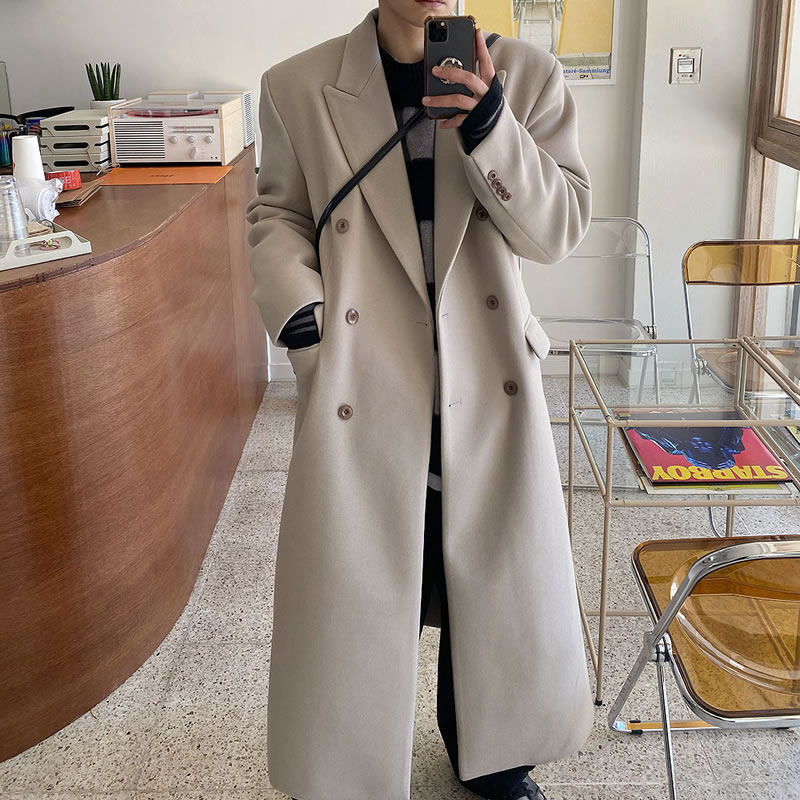 新款冬季毛呢g男士大衣中长版加厚风衣外套男过膝呢子韩版潮流秋