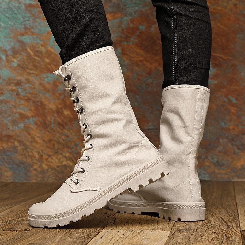 鞋舌一体户外工装靴男士高帮帆布马丁靴透气高筒沙漠靴防土劳保鞋,流行男鞋,马丁靴,淘宝优惠券,粉丝福利购,淘宝优惠卷