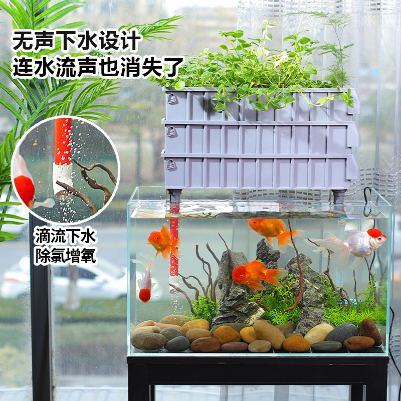 鱼缸过滤器小型鱼缸过滤循环系统生态净水循环泵增氧过滤盒滴流盒