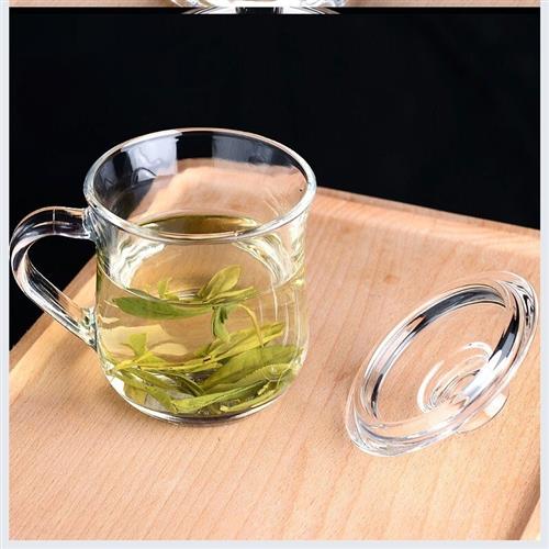 热销高档东茂盖杯带把水晶杯 水晶玻璃透明泡茶杯有盖子加厚水杯